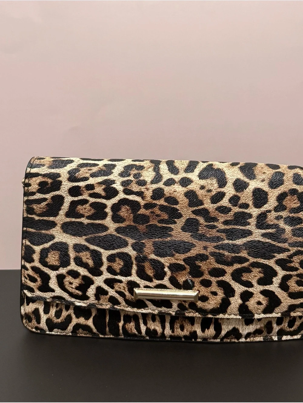 Leopard Print Women's Clutch - Brown/Black